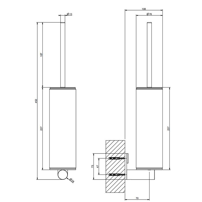 GESSI 316 Ершик настенный черный, фурнитура Black XL