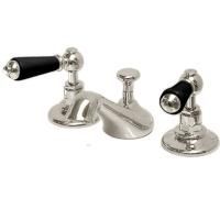 Devon Black Dandy Смеситель для раковины на 3 отв., с донным клапаном, c ручками черными, цвет: никель блестящий