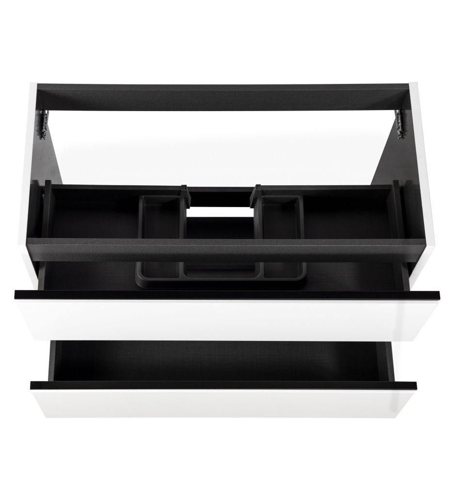 Visobath Granada, тумба 100 см, 2 ящика c черными ручками, цвет белый матовый лак (B-Ada), артикул 87525/87605