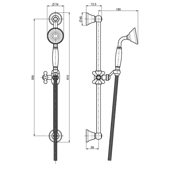 Fima Carlo Frattini Saliscendi Душевой гарнитур, с душевой штангой, держателем для ручного душа и ручным душем, цвет: золото Fima Carlo Frattini Saliscendi Душевой гарнитур, с душевой штангой, держателем для ручного душа и ручным душем, цвет: золото