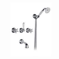 Nicolazzi Dames Anglaises Смеситель для ванны с 2мя ручками, встроенный, излив: 160мм, вкл. внутр часть + комплект руч. Душа, цвет: хром