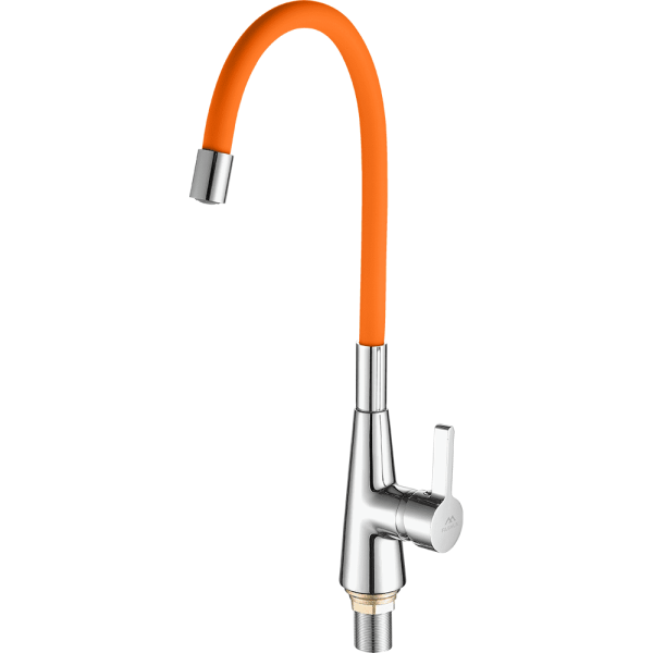 Смеситель для кухни с гибким изливом FASHUN A4153+B02, хром/оранжевый