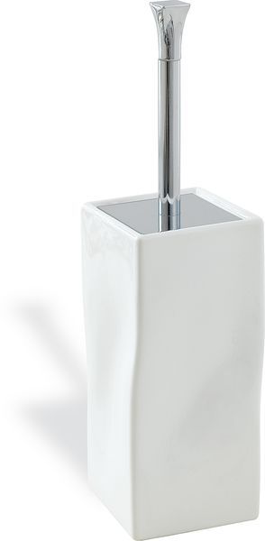 Stil Haus Prisma, напольный керамический ёрш, цвет хром - белая керамика