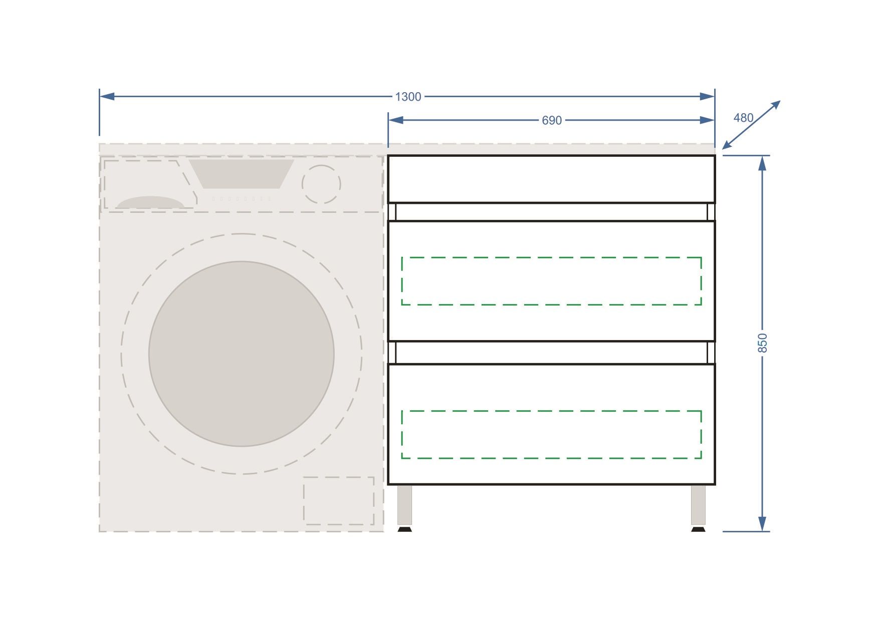 Тумба "Мадлен 130", 2 ящ., Мадлен 130