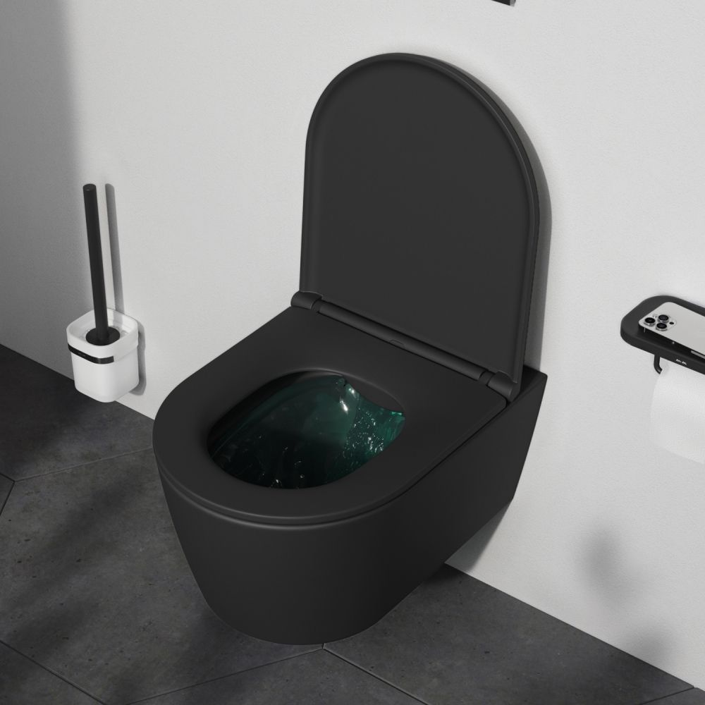 C8F1700MBSC Func подвесной унитаз 49 см FlashClean с сиденьем микролифт, черн мат