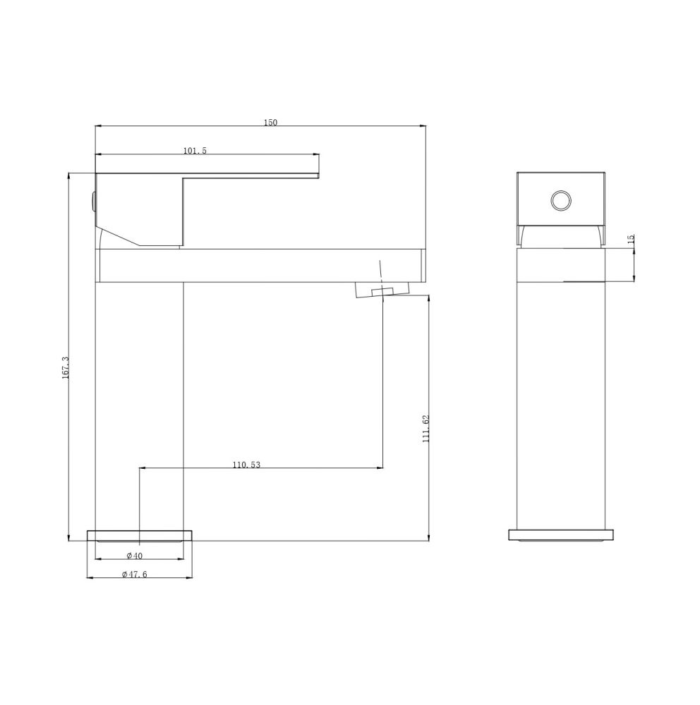 Смеситель для раковины WONZON & WOGHAND, Черный матовый (WW-A40982-MB)