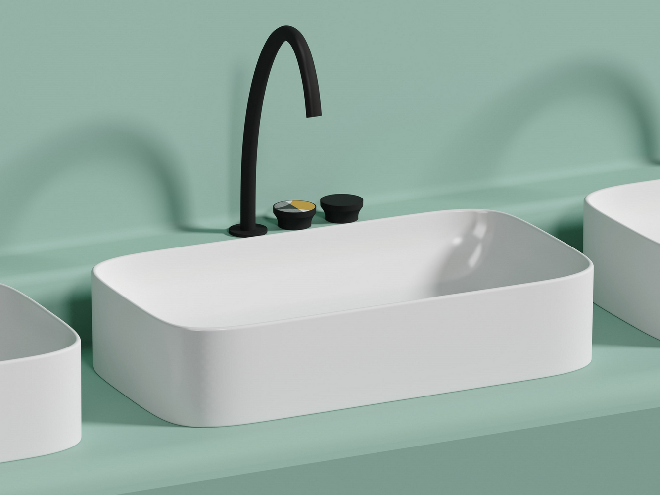 Умывальник чаша накладная прямоугольная (цвет Белый Матовый) Элемент (Element) 705x380x150мм, артикул CN6054MW