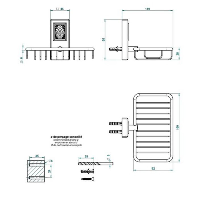 THG METROPOLIS CRISTAL NOIR Мыльница-корзина металлическая 160х95 мм., цвет хром