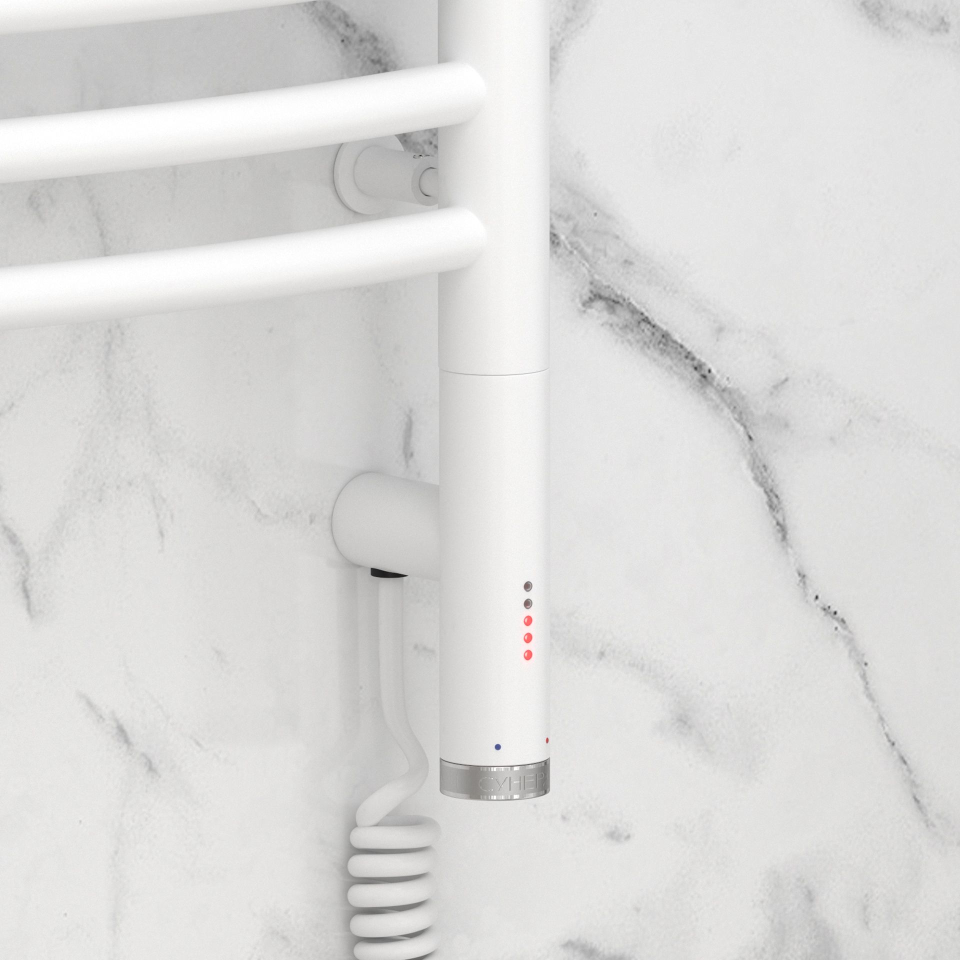 Полотенцесушитель электрический ФЛЮИД 3.0 600х600 МЭМ правый (Матовый белый)