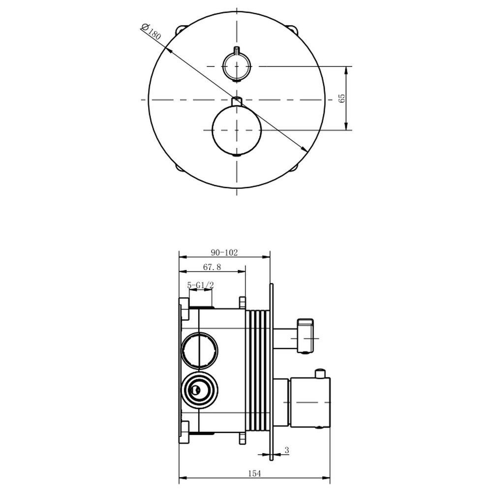 Смеситель термостатический для душа скрытого монтажа EXCELLENT Pi AREX.1248CR (хром)