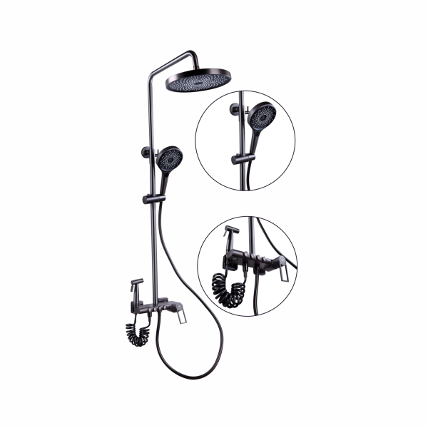 Душевая система с гигиеническим душем FASHUN A2483-17, графит