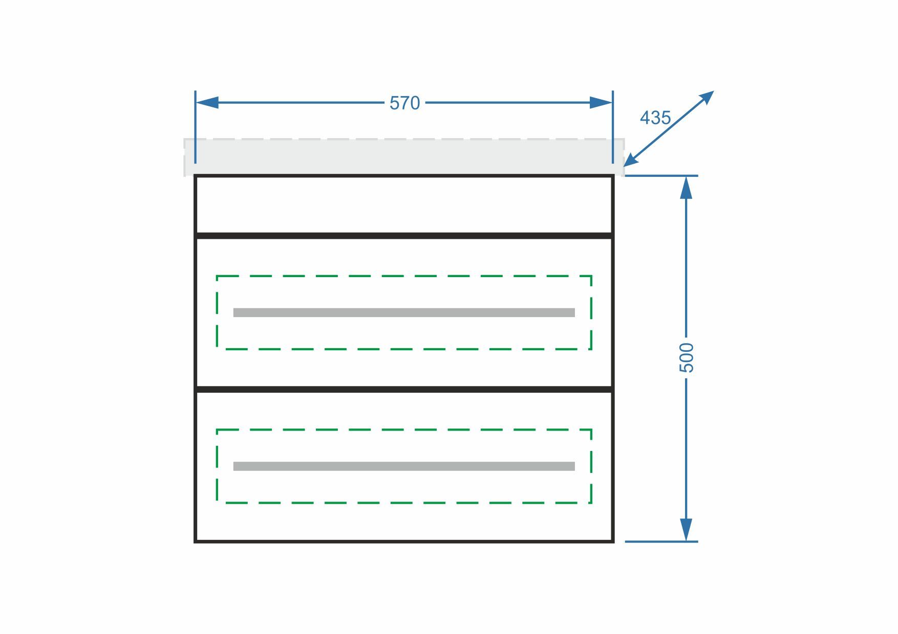 Тумба подвесная "Ванесса 60", 2 ящ., Сомо 60