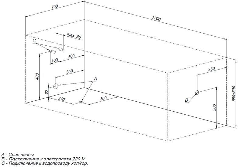 Акриловая ванна Aquanet Roma 170x70 Акриловая ванна Aquanet Roma 170x70