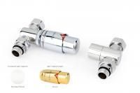 Автоматический терморегулятор прямой G 1/2" НР х G 3/4" НГ (набор) (Матовый белый - Золото)