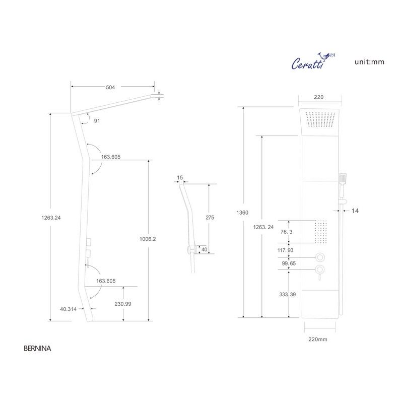 Панель BERNINA B душевая Cerutti SPA CT8982 Панель BERNINA B душевая Cerutti SPA CT8982