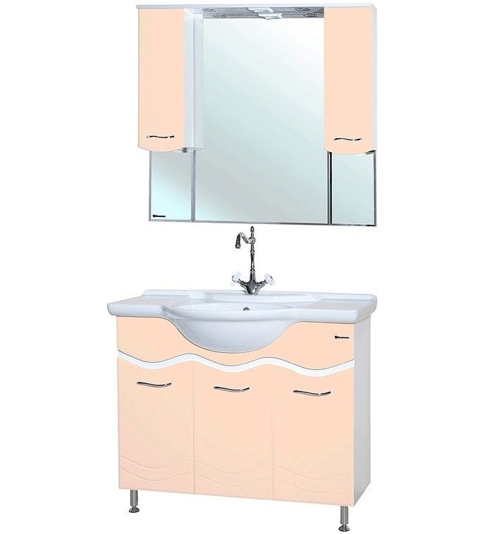 Зеркало со шкафом Bellezza Мари 105 4612918000223 с подсветкой Бежевое