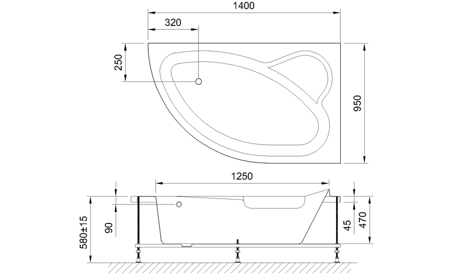 Акриловая ванна Royal Bath  ALPINE RB819103 140x95x58R, артикул RB819103R
