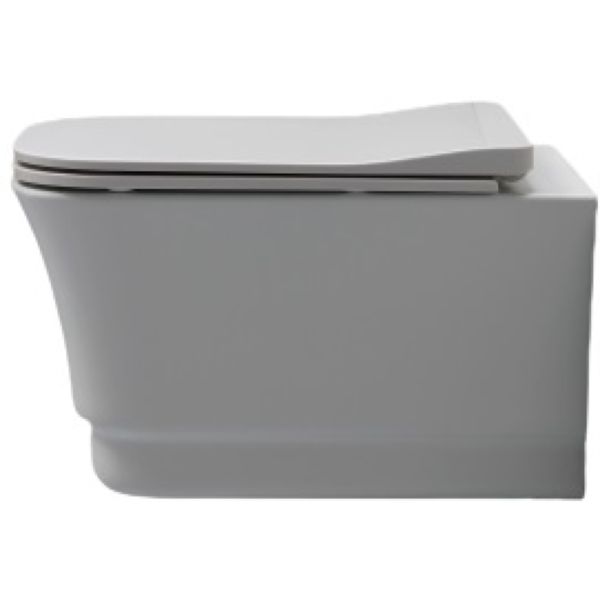 White Ceramic Idea, комплект подвесного безободкового унитаза с быстросъемным ультратонким сиденьем микролифт, цвет черный матовый