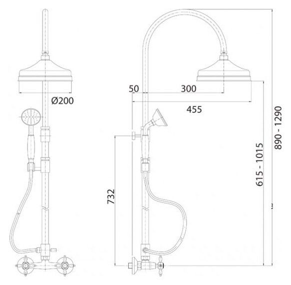 Душевая стойка со смесителем, верхним и ручным душем CEZARES  ATLANTIS-NOSTALGIA-CD Душевая стойка со смесителем, верхним и ручным душем CEZARES  ATLANTIS-NOSTALGIA-CD