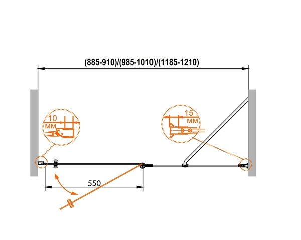 Душевая дверь в нишу Cezares Royal Palace B-12 90 ROYAL PALACE-A-B-12-60/30-CP-Cr профиль Хром стекло прозрачное с матовым узором