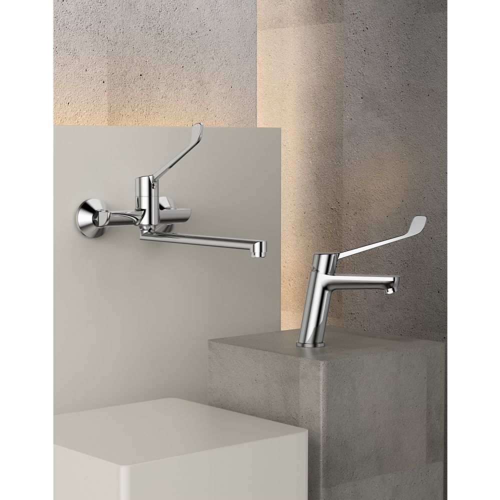 Смеситель для раковины с хирургической ручкой  Splenka S08.21, хром