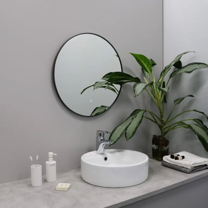 Зеркало с подсветкой LED Fixsen FX-1070F круглое 70х70 см, графит, артикул FX-1070F