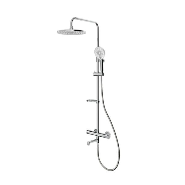 Смеситель термостатический для ванны со стойкой и тропической лейкой Milardo Ideal Spa (ILSSBTHM06)