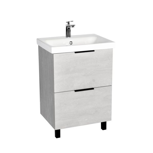 Тумба VIANT "Берлин" 2 ящика цемент 444х570х820 под раковину .S-UM-MOD60/1 (MODUO 60) (VBER60MDC-T2Y)