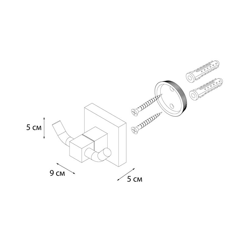 Двойной крючок для ванной FIXSEN METRA FX-11105A, хром, артикул FX-11105A