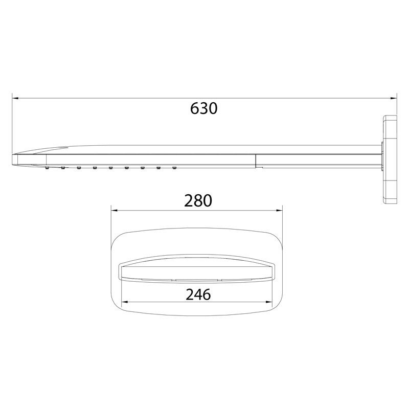 ANGEL INOX Верхний душ 630х245, 2реж. (эффект дождя и водопада), хром