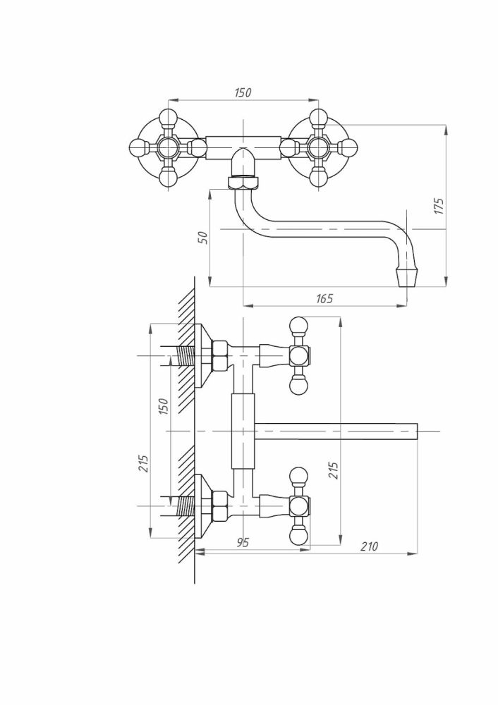 Смеситель для кухни ПСМ-ПРОФСАН PSM-108-К89 СТАНДАРТ-Б настенный тип См-МДРНр, артикул PSM-108-89