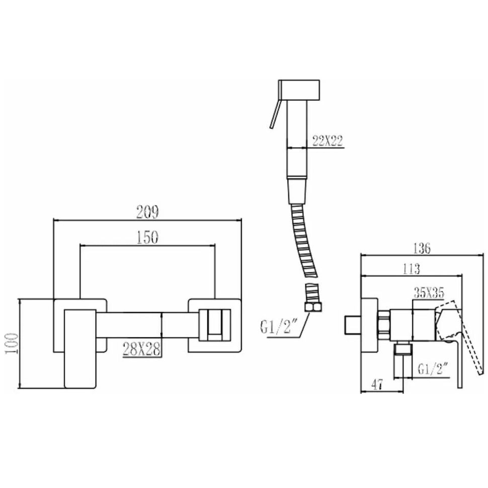 Гигиенический душ со смесителем Savol S-FXQ005H, черный, артикул S-FXQ005H