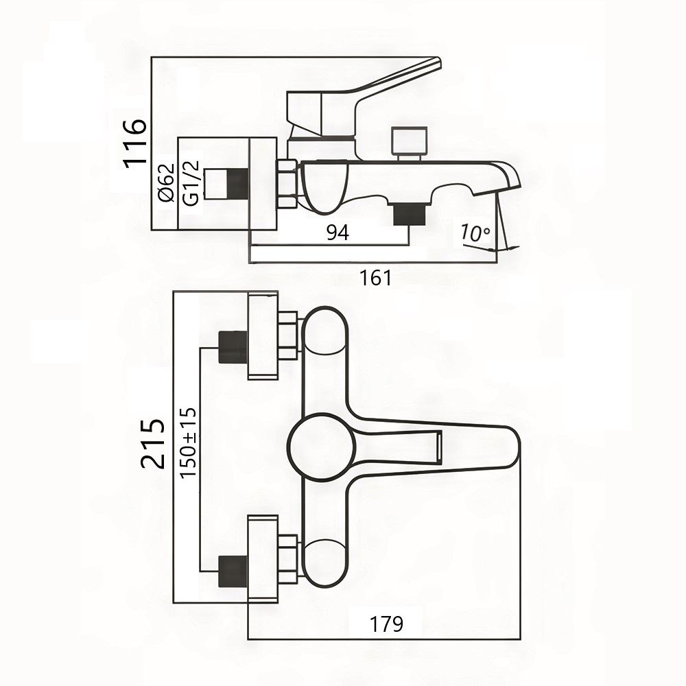 Смеситель для ванны Maretti Elena EA22RF163, хром