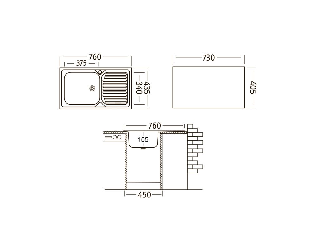 Кухонная мойка UKINOX Классика CLM760.435 -GT5K 1R, 43,5*76, артикул CLM760.435 -GT5K 1R