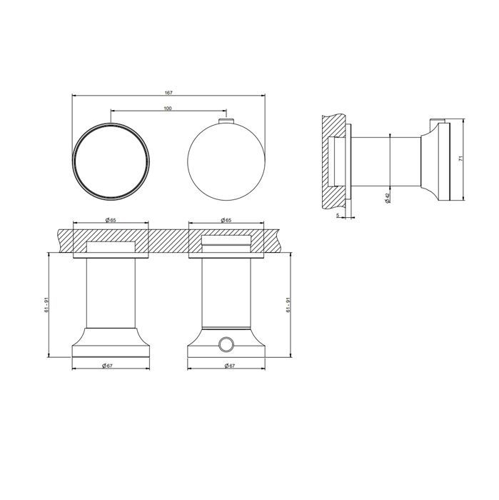 GESSI Origini Внешние части встроенного термост смесителя для ванны на 1 позиц, в компл с отд вставкой, цвет: Copper Brushed PVD