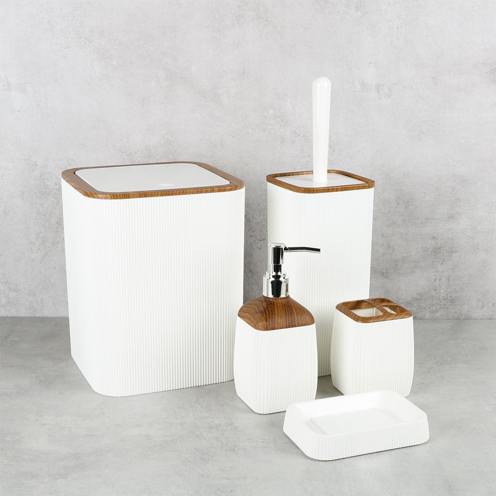 Ведро для мусора FIXSEN WHITE WOOD FX-402-6, белый/коричневый