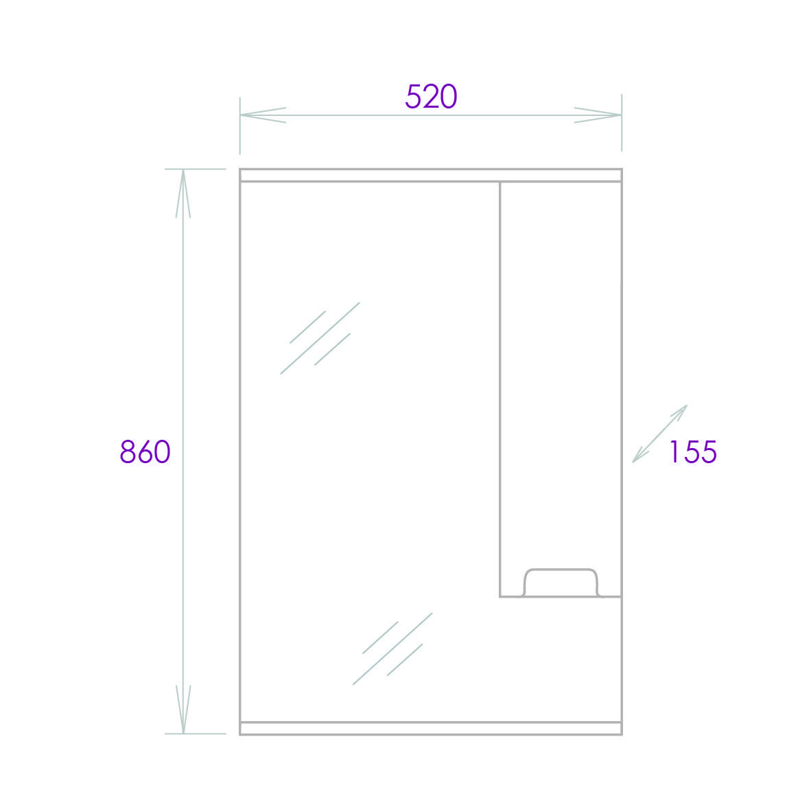 Шкаф-зеркало Onika Харпер 52 белый глянцевый, правый, с подсветкой