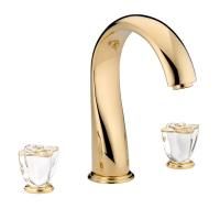 THG PETALE DE CRISTAL CLAIR LISERE DORE Смеситель на борт ванны на 3 отверстия, без ручного душа, цвет полированное золото