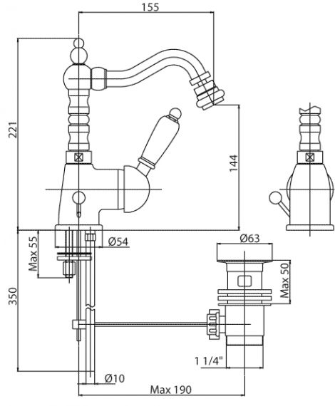 Смеситель для биде Cezares Elite ELITE-BSM2-02-Bi Бронза