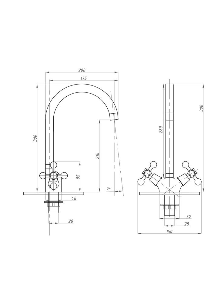 Смеситель для кухни FAUZT FZs-202-32 тип См-МДЦБА, артикул FZs-202-32