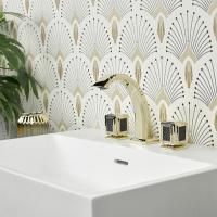 THG METROPOLIS CRISTAL NOIR Смеситель для раковины на 3 отверстия, с донным клапаном, цвет Soft Gold