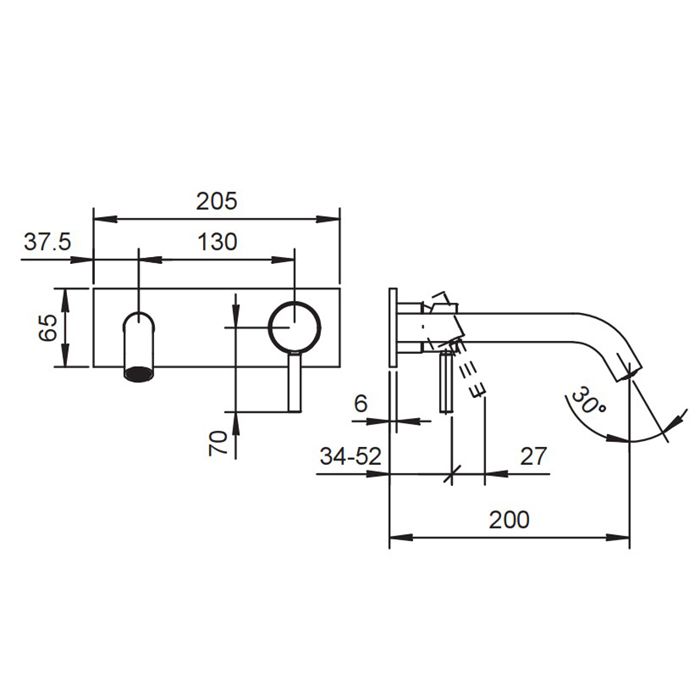 Fantini Nostromo Смеситель для раковины, встраиваемый, на 2 отв, без донного клапана, излив 200мм (наружняя часть), цвет: нержавеющая сталь