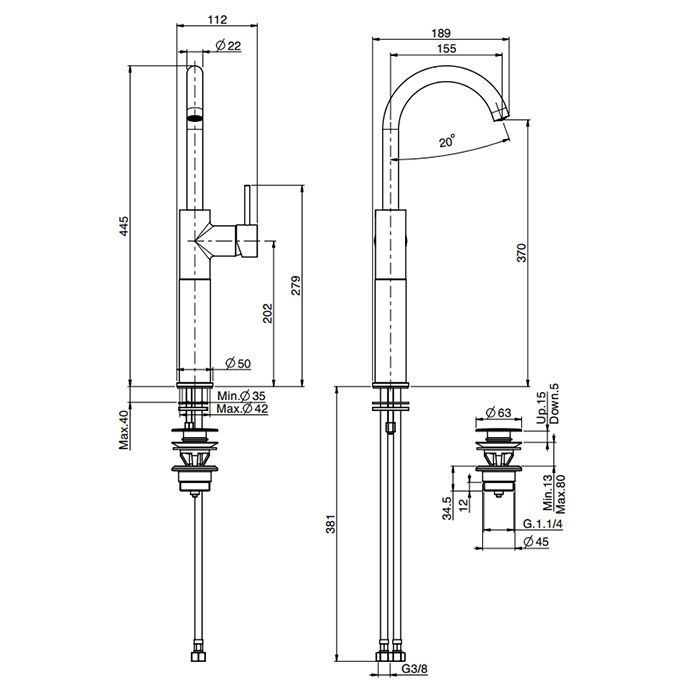 Fima Carlo Frattini Spillo Up Смеситель для раковины, на 1 отв., с донным клапаном, цвет: золото Fima Carlo Frattini Spillo Up Смеситель для раковины, на 1 отв., с донным клапаном, цвет: золото