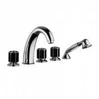 Bongio Fleur Noir Смеситель на борт ванны (5 отв.) с ручным душем, цвет хром/черный фарфор