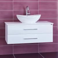 Тумба под раковину Санта Вегас 100 см, 226017л, 2 ящика, со столешницей, подвесная, белый (ум. Гамма 56)