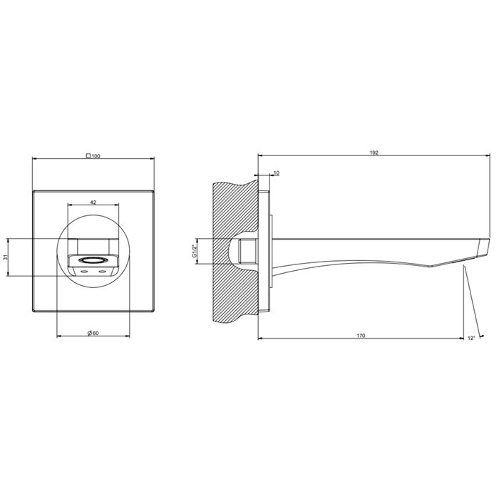 GESSI Rilievo Излив для ванны с удаленным управлением (не входит в комплект)., цвет: хром