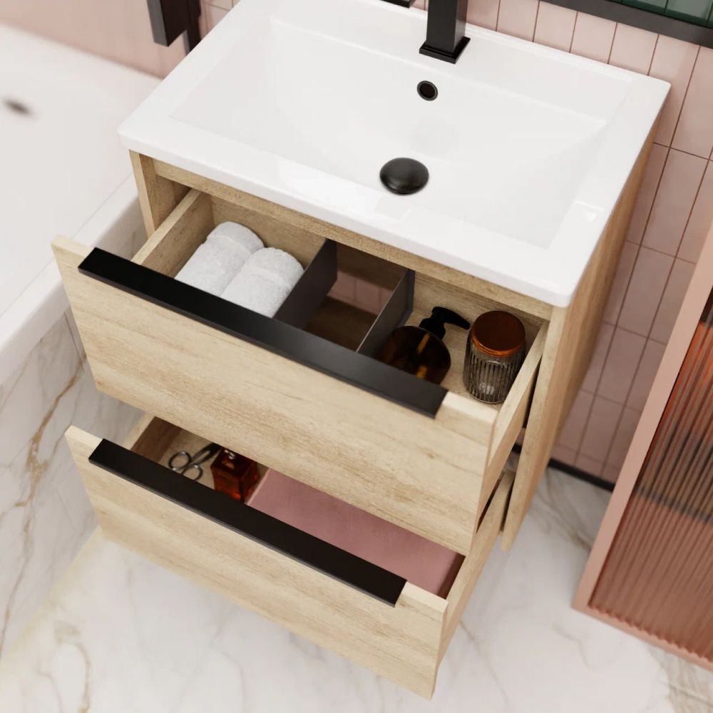 Тумба под раковину подвесная La Fenice Tesoro FNC-01-TES-DNN-60-2, натуральный, артикул FNC-01-TES-DNN-60-2