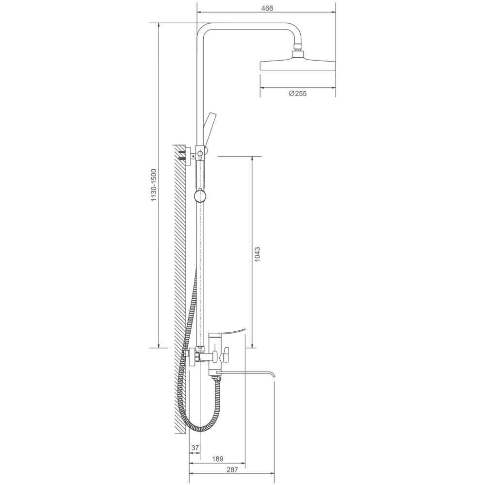 Душевая система BELZ B24812-7, черный, артикул B24812-7