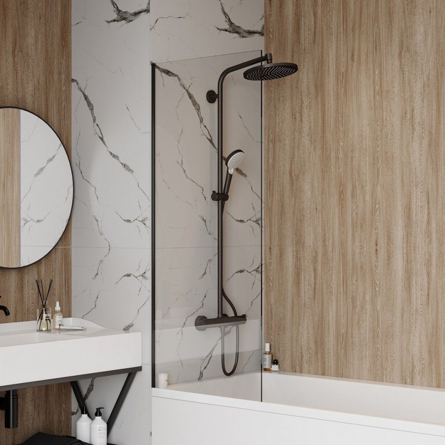 Шторка на ванну 60x140 Maretti Project Black PB41F6014099, черный профиль, артикул PB41F6014099