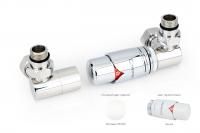 Автоматический терморегулятор 3D правый G 1/2" НР х G 3/4" НГ (набор) (Матовый белый - Белый)